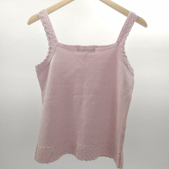 LOFT Knit Top S Dusty Pink Cami Crochet Ribbed Boho Preppy Resort Layer Beach - Picture 2 of 8